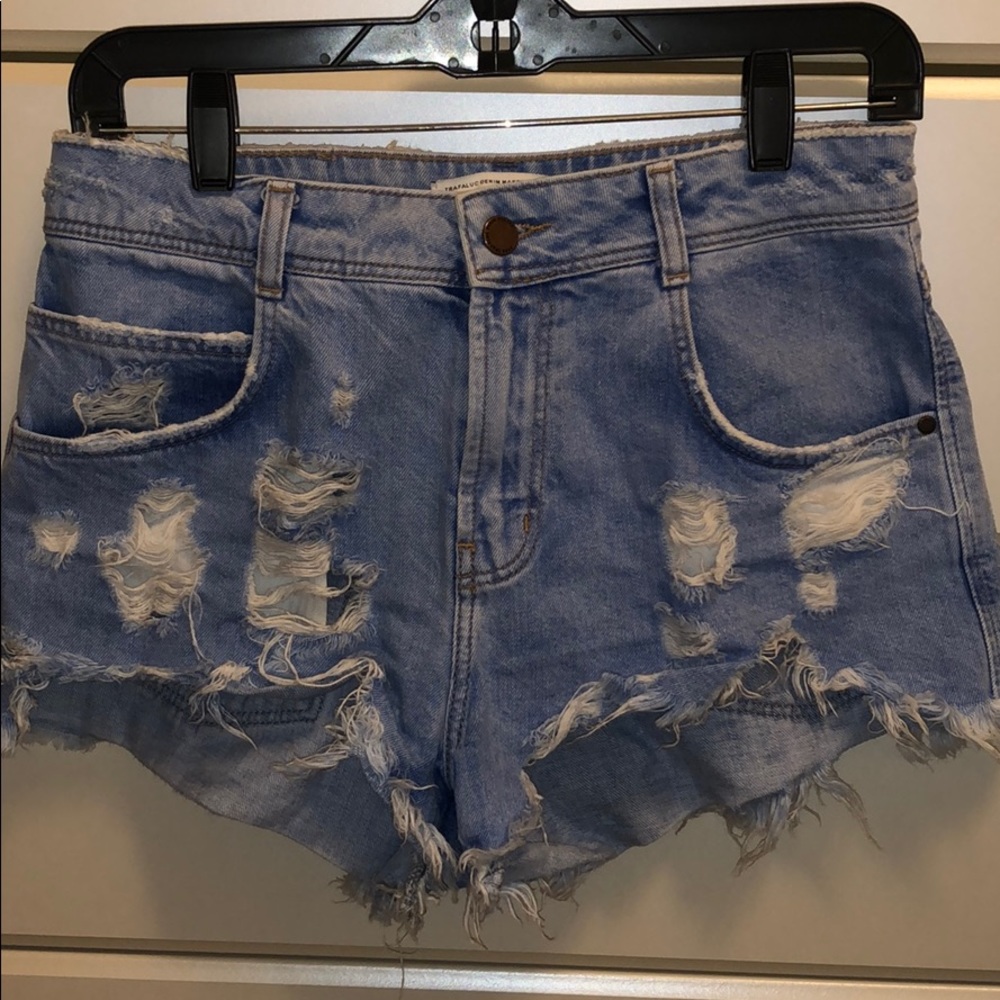 Zara high waisted distressed shorts